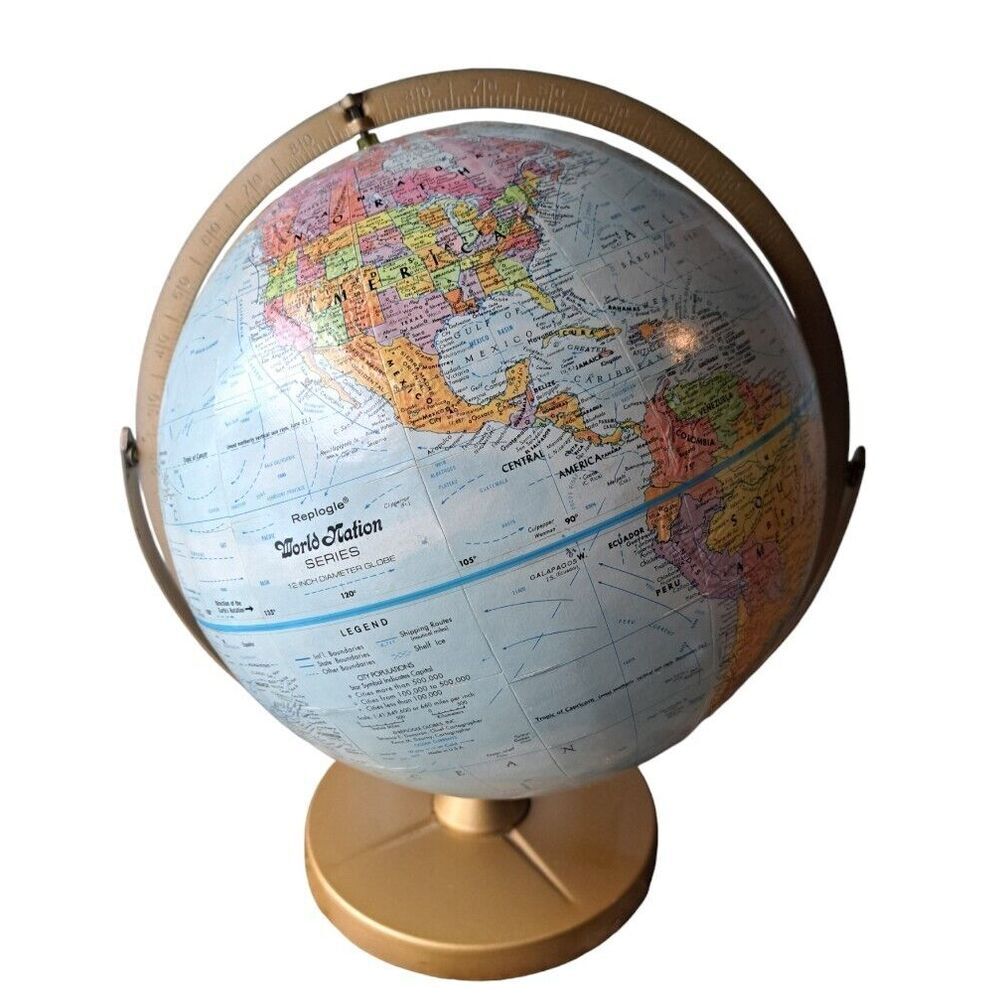 VINTAGE GLOBE  REPLOGLE WORLD NATION SERIES textured,